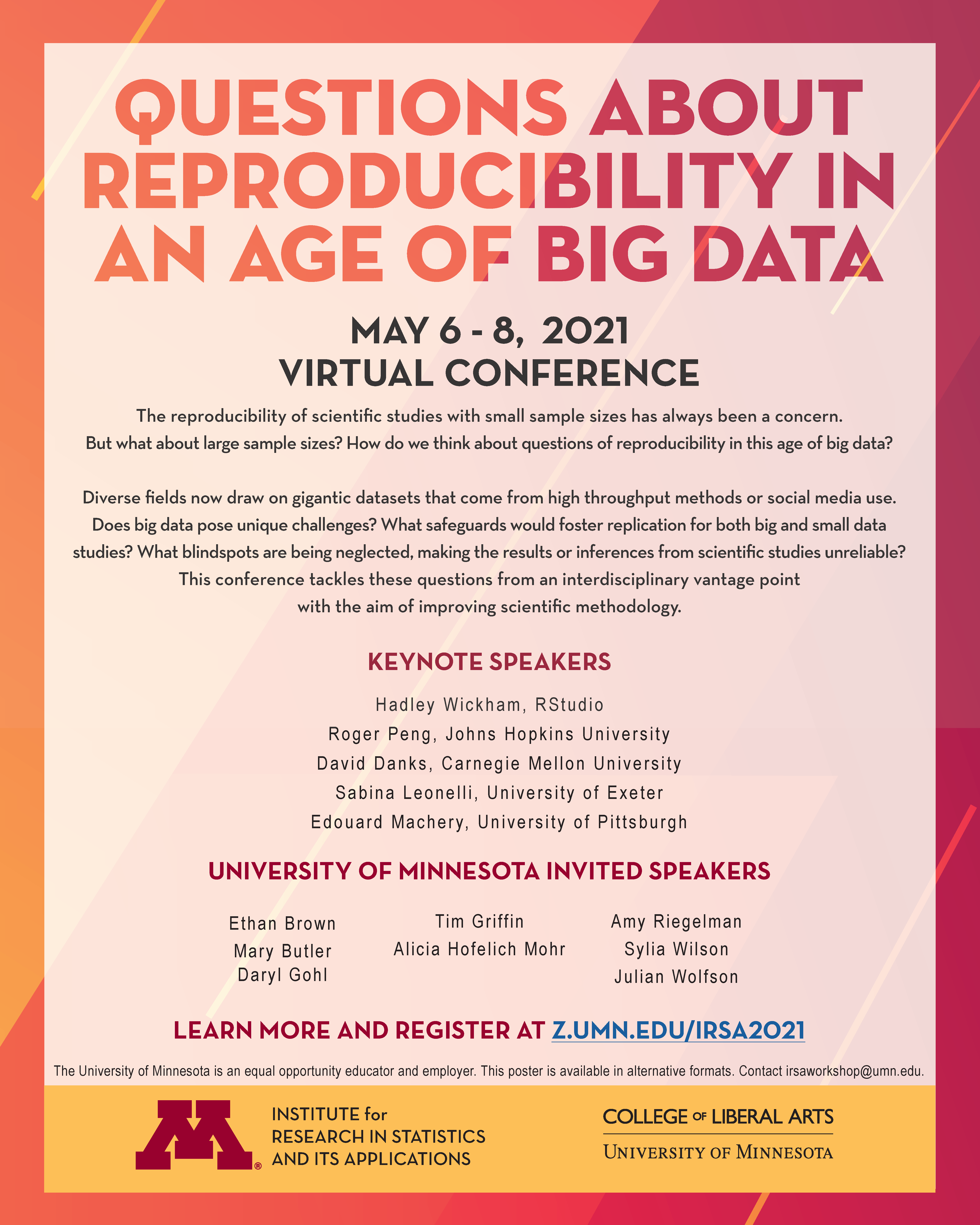 Event flyer for Questions About Reproducibility in an Age of Big Data