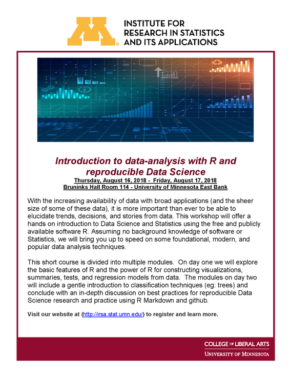 2018 Intro to DataAnalysis with R and Reproducible Data Science Flyer