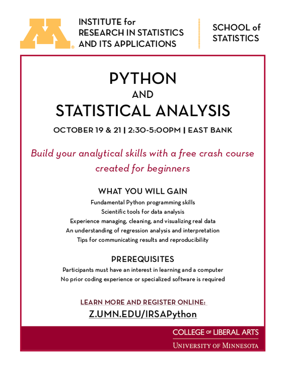 Python and Statistical Analysis Event Flyer